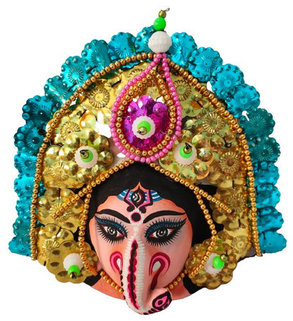 Mukherjee Handicrafts| Ganesh Ji Ganapati Bappa Chhau Mask – Design | Handmade Product | Decorative Showpiece & Wall Hanging.