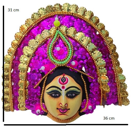 Mukherjee Handicrafts| Devi Durga Chhau Mask – Design | Handmade Durga Ma.,| Decorative Showpiece & Wall Hanging, Large