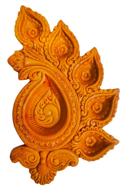 Terracotta/Earthen Clay Decorative 5 Diwali Diya Decorative Tray Puja.