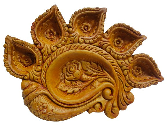 Terracotta/Earthen Clay Decorative 5 Diwali Diya Decorative Tray