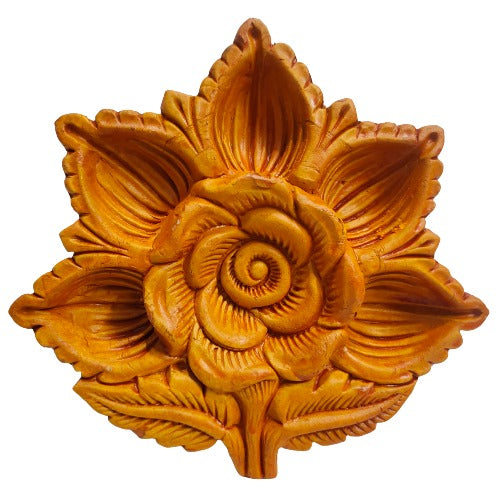 Terracotta/Earthen Clay Decorative 5 Diya Decorative Tray Puja.