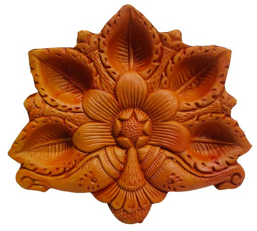 Terracotta/Earthen Clay Decorative 5 Diwali Diya Decorative Tray Puja