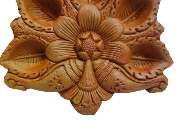 Terracotta/Earthen Clay Decorative 5 Diwali Diya Decorative Tray Puja