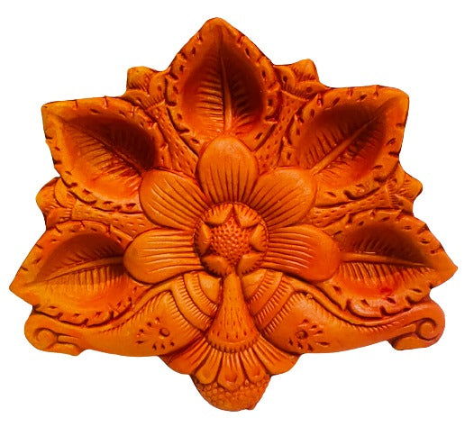 Terracotta/Earthen Clay Decorative 5 Diwali Diya Decorative Tray Puja