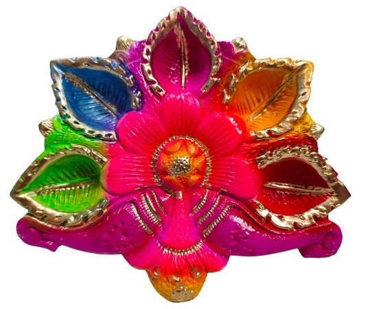 Color Terracotta/Earthen Clay Decorative 5 Diwali Diya Decorative Tray Puja