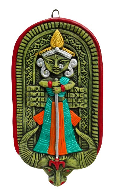 Terracotta Maa Durga Ma Dura Sherawali Maa Wall Hanging Showpiece.