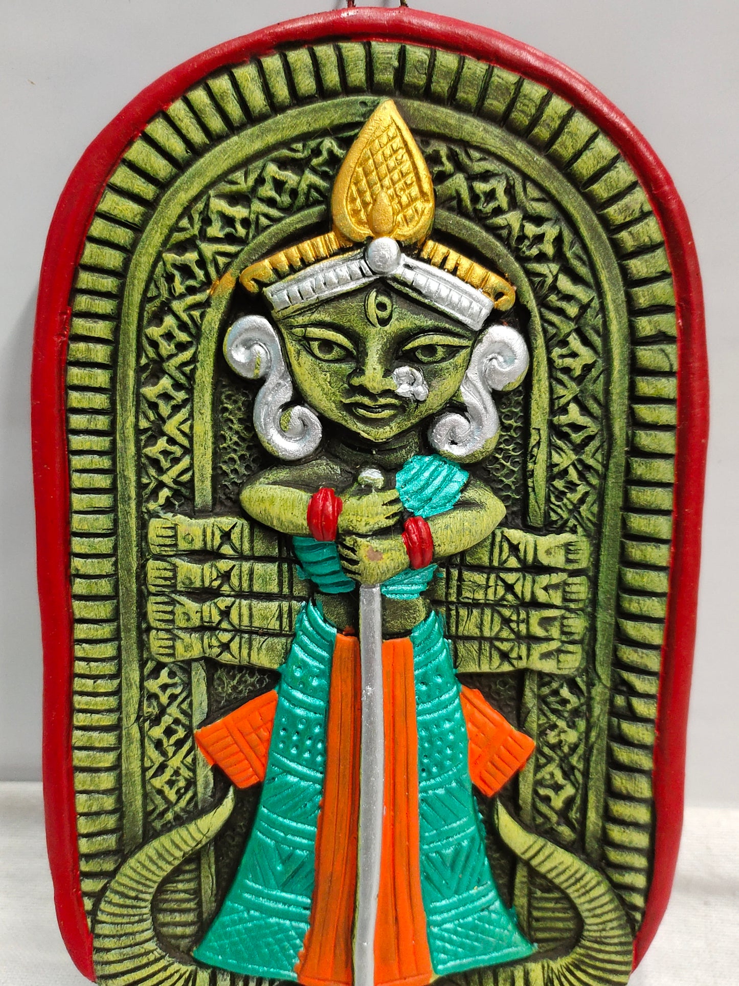 Terracotta Maa Durga Ma Dura Sherawali Maa Wall Hanging Showpiece.