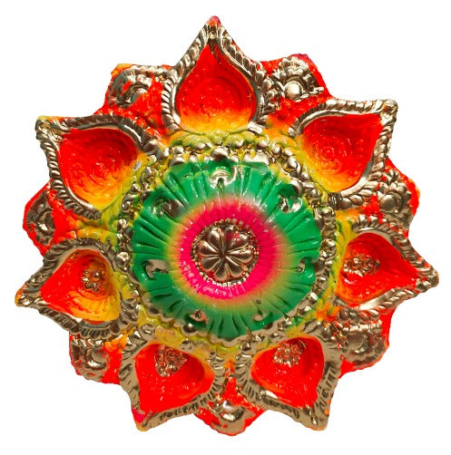 Terracotta/Earthen Clay Decorative 7 Diwali Diya Decorative Tray Color.