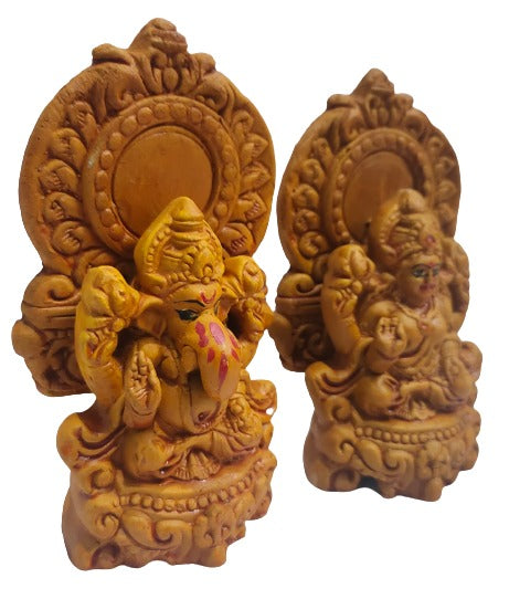 Terracotta Lord Ganesha and Laxmi MATA Idol