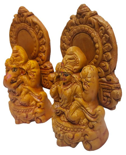 Terracotta Lord Ganesha and Laxmi MATA Idol