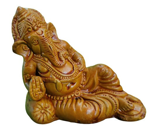 Ganpati Bappa Statue Sitting in Terracotta Ganesha Ganesh Idol Murti Article Decorative Showpiece