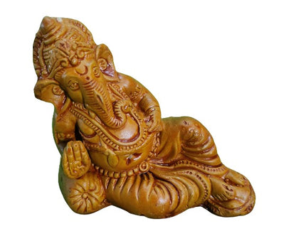 Ganpati Bappa Statue Sitting in Terracotta Ganesha Ganesh Idol Murti Article Decorative Showpiece