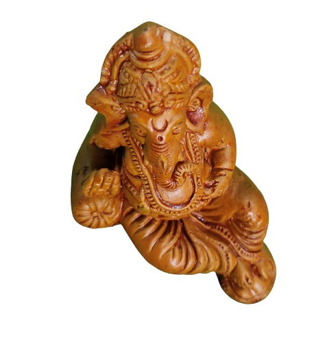 Ganpati Bappa Statue Sitting in Terracotta Ganesha Ganesh Idol Murti Article Decorative Showpiece