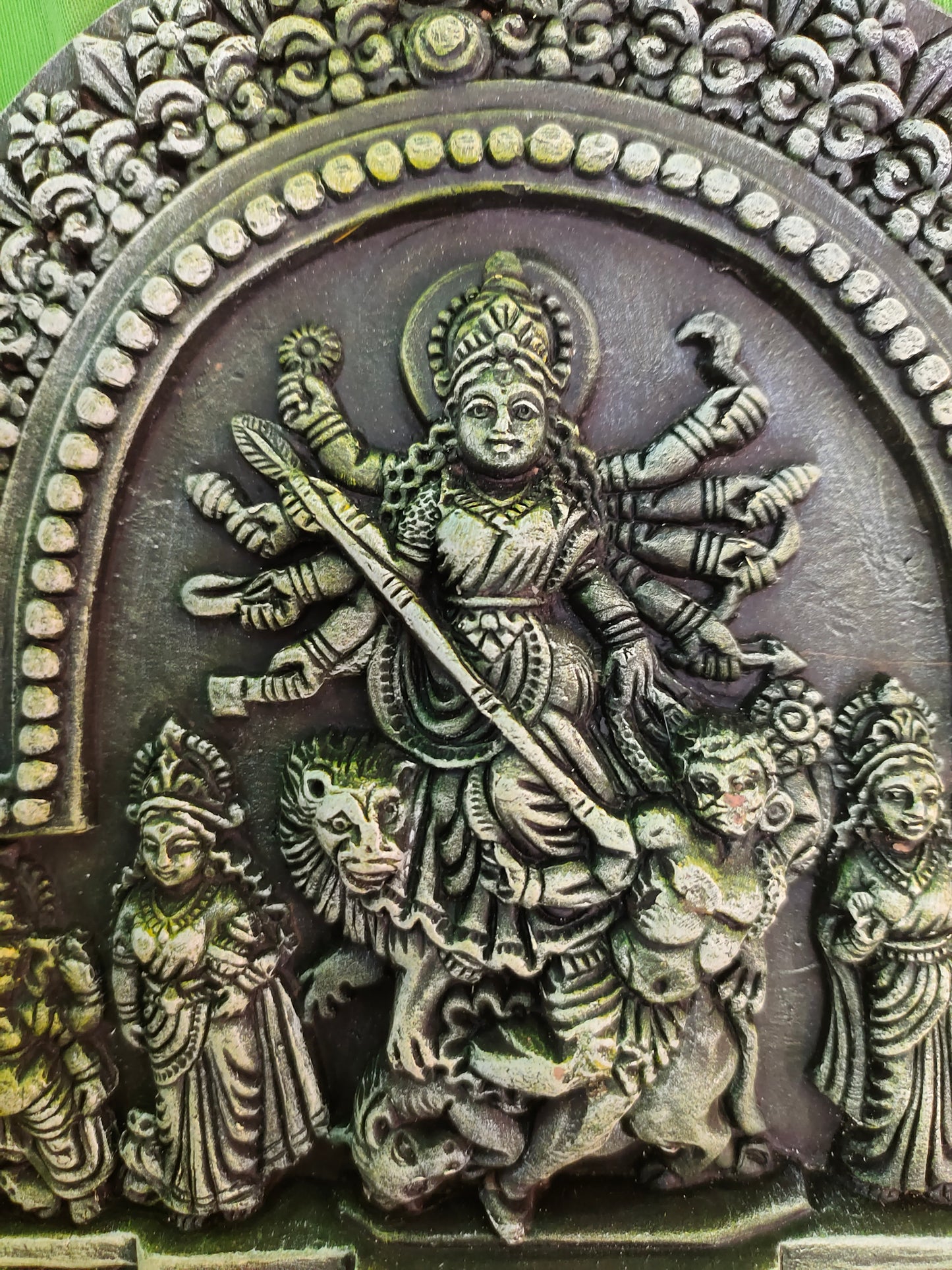 Terracotta Maa Durga Sherawali Maa Wall Hanging Showpiece Medium.