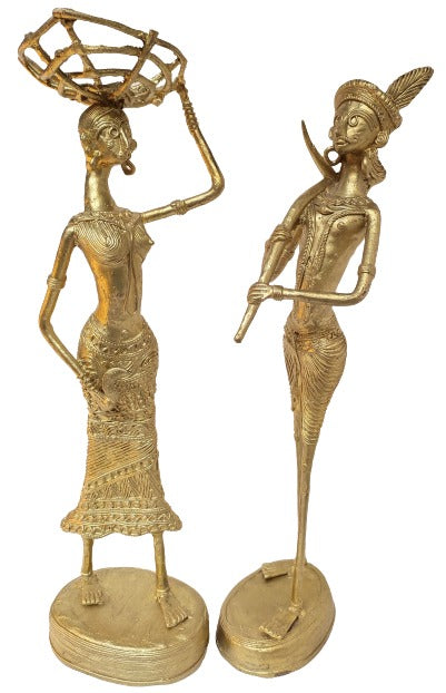 Dhokra Handmade Tribal Couple Sculpture: Unique and Artistic Home Decor