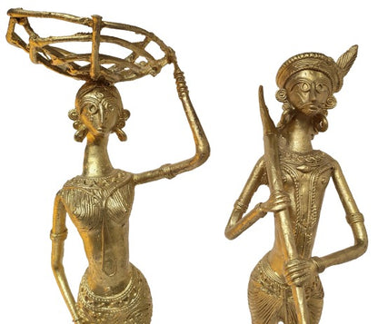 Dhokra Handmade Tribal Couple Sculpture: Unique and Artistic Home Decor