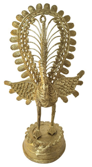 Dhokra Peacock - Traditional Indian Art Decor