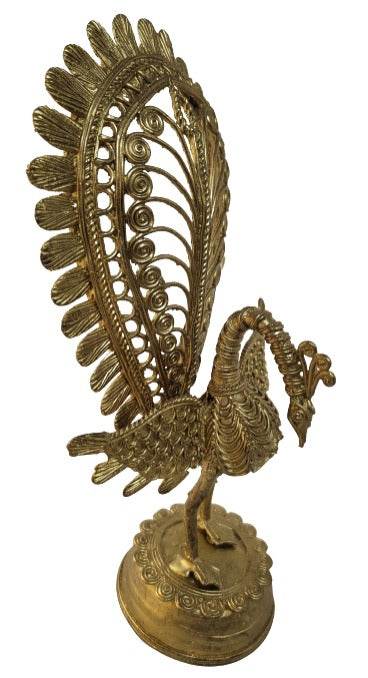 Dhokra Peacock - Traditional Indian Art Decor