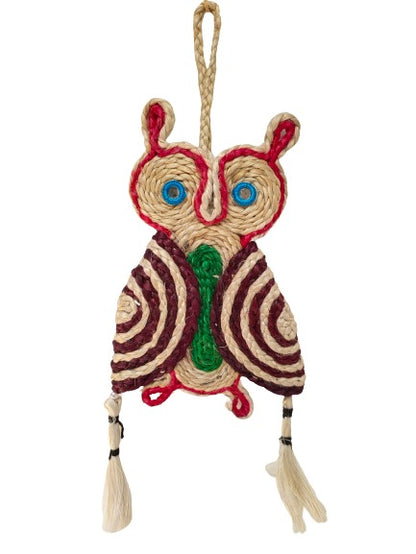 Eco-Friendly Jute Owl Wall Hanging by Mukherjee Handicrafts (34cm x 14cm) - Perfect for Your Home