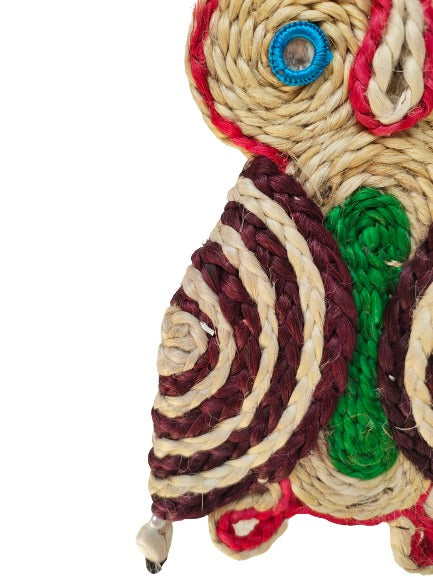 Eco-Friendly Jute Owl Wall Hanging by Mukherjee Handicrafts (34cm x 14cm) - Perfect for Your Home