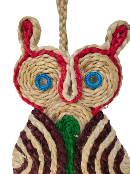 Eco-Friendly Jute Owl Wall Hanging by Mukherjee Handicrafts (34cm x 14cm) - Perfect for Your Home