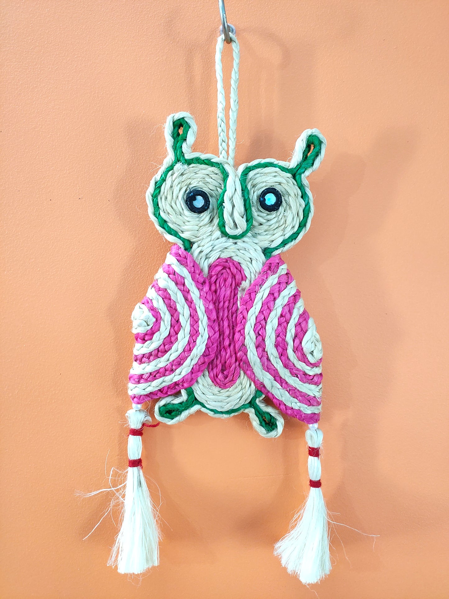 Bring a Hint of the Outdoors to Your Home with the Mukherjee Handicrafts 34cm x 14cm Jute Owl Wall Hanging