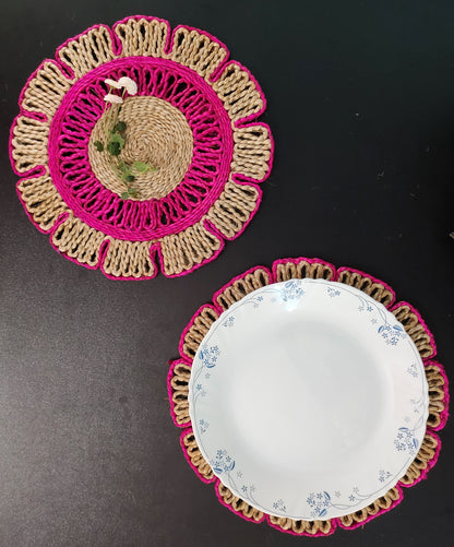 Stylish & Sustainable - 12 inch Jute Table Mats (Set of 2) by Mukherjee Handicrafts