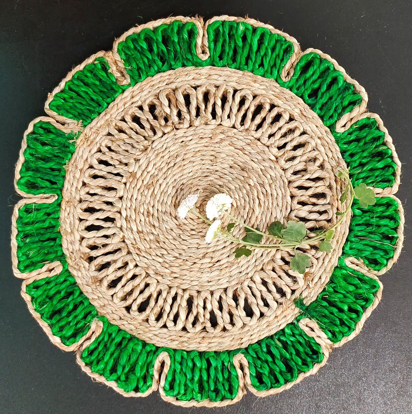 Eco-Friendly Jute Coasters by Mukherjee Handicrafts - Set of 2 (12 inch)