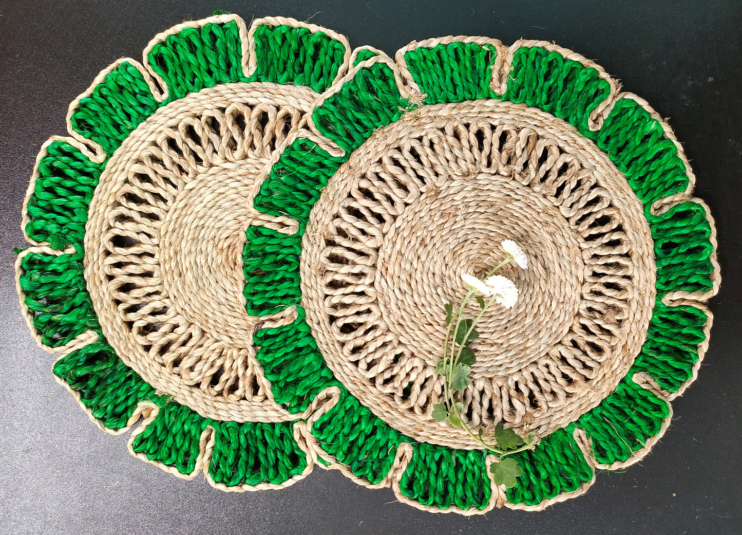 Eco-Friendly Jute Coasters by Mukherjee Handicrafts - Set of 2 (12 inch)