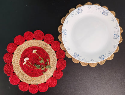 Protect Your Table with Durable 12 inch Jute Table Mats (Set of 2) by Mukherjee Handicrafts