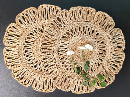 10 Inch Eco-Friendly Jute Table Mats (Set of 2) by Mukherjee Handicrafts