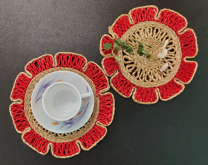 Get The Perfect Coasters for Your Drinks with Mukherjee Handicrafts Jute Coasters (Set of 2, 8 inch)