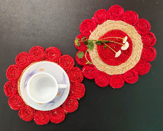 Stylish and Eco-Friendly Jute Coasters by Mukherjee Handicrafts (Set of 2, 8 inch)