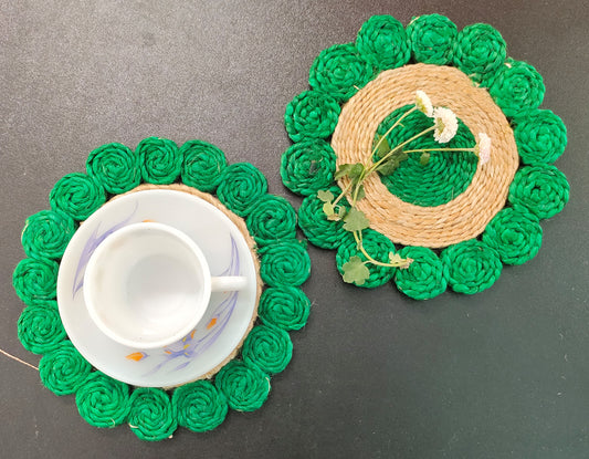 Stylish and Eco-Friendly Jute Coasters by Mukherjee Handicrafts (Set of 2, 8 inch)