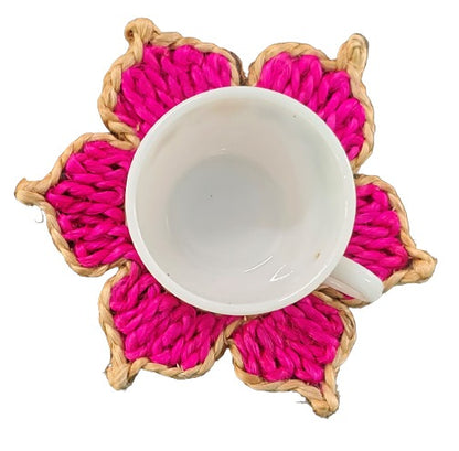 Indulge in The Natural Beauty of Jute with Mukherjee Handicrafts' Handmade Tea Coasters ( Set of 4 ) ( 6 Inch )