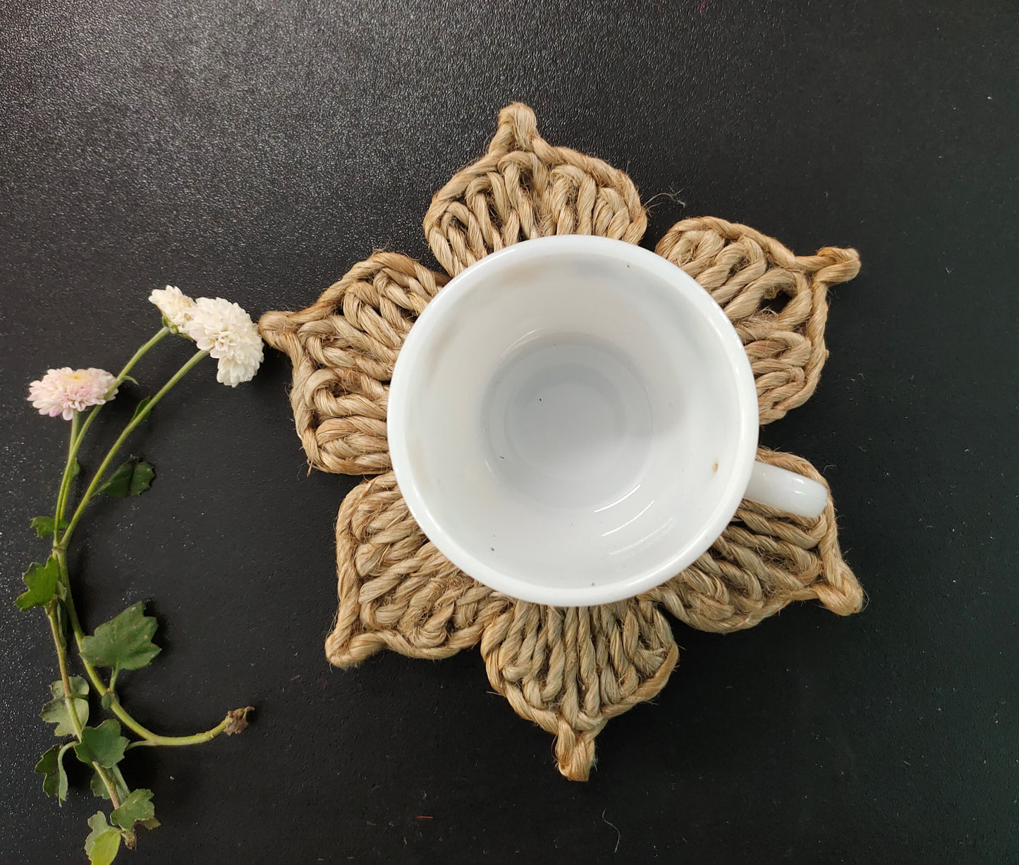 Indulge in The Natural Beauty of Jute with Mukherjee Handicrafts' Handmade Tea Coasters ( Set of 4 ) ( 6 Inch )