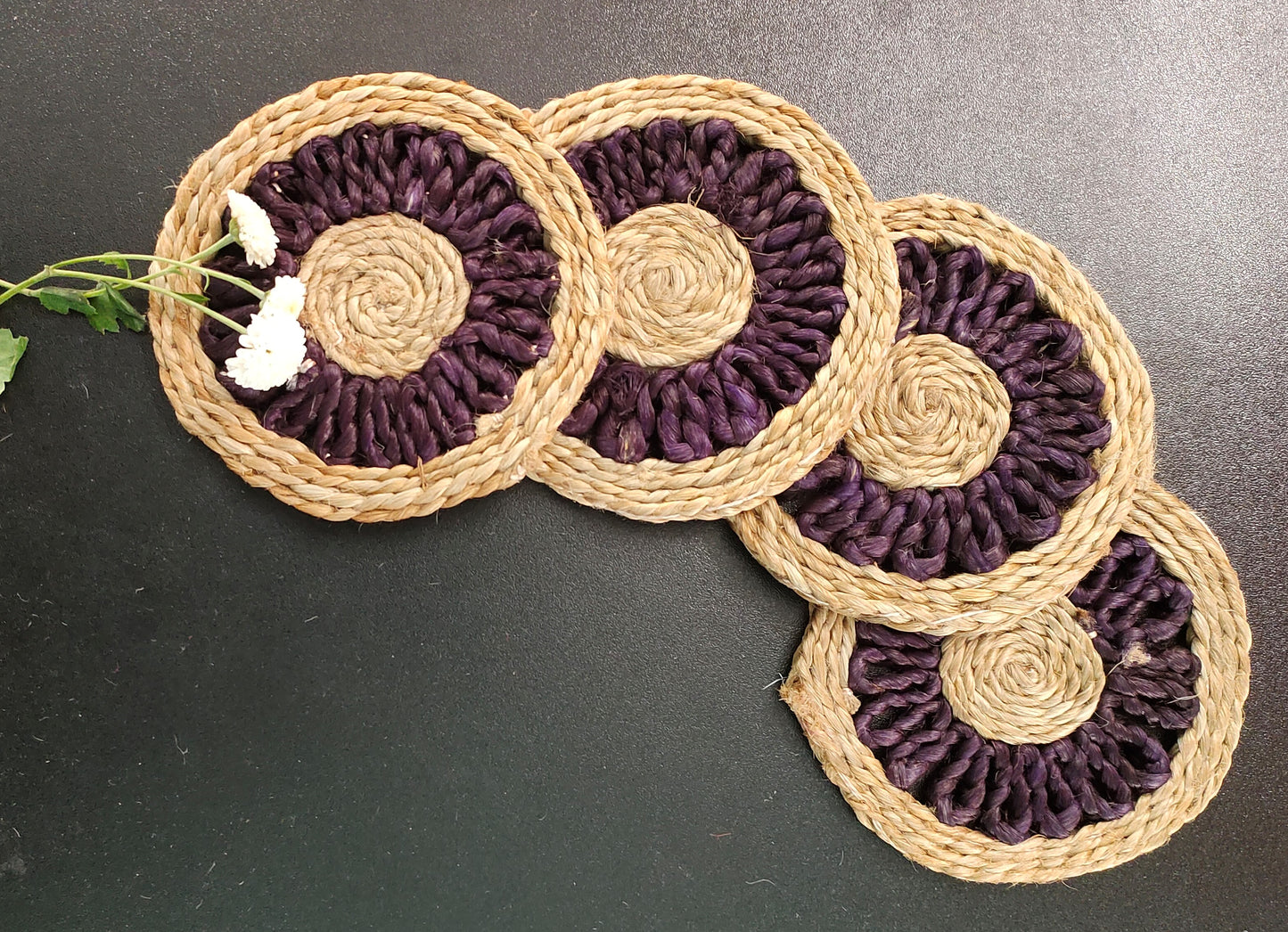 Enhance Your Tea Experience with Handmade Jute Coasters by Mukherjee Handicrafts ( Set of 4 ) ( 6 Inch )