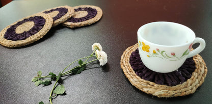 Enhance Your Tea Experience with Handmade Jute Coasters by Mukherjee Handicrafts ( Set of 4 ) ( 6 Inch )