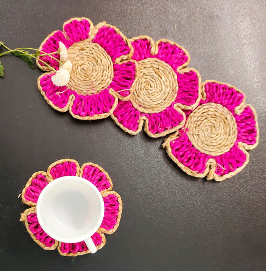 Enhance Your Tea Experience with Handmade Jute Coasters by Mukherjee Handicrafts ( Set of 4 ) ( 6 Inch )
