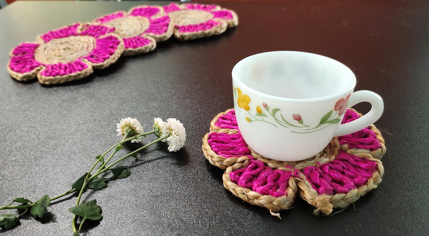 Enhance Your Tea Experience with Handmade Jute Coasters by Mukherjee Handicrafts ( Set of 4 ) ( 6 Inch )