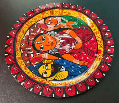 Unique Patachitra Craft Wall Decor on Aluminium Plate - Mukherjee Handicrafts