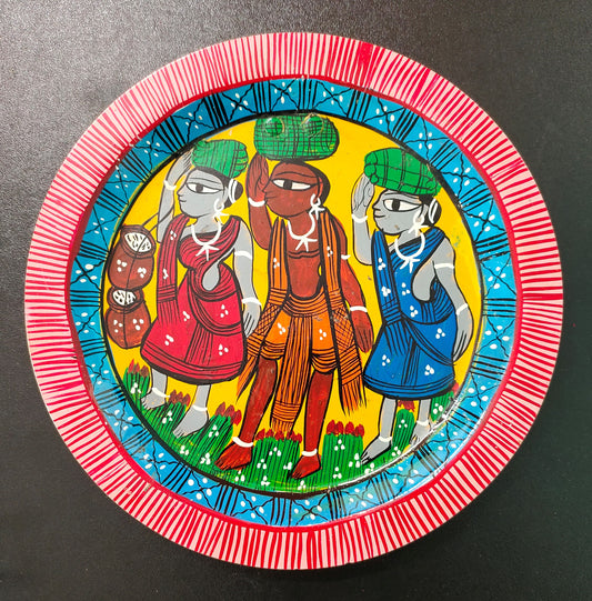 Exquisite Handpainted Aluminium Plate with Patachitra Art Wall Hanging - Mukherjee Handicrafts