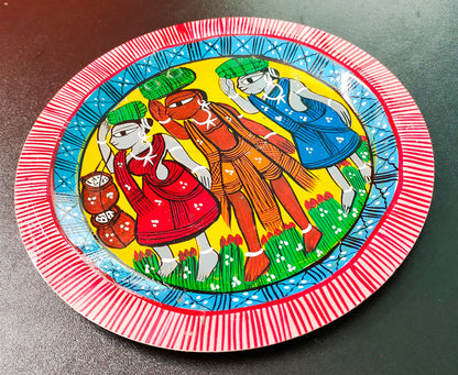 Exquisite Handpainted Aluminium Plate with Patachitra Art Wall Hanging - Mukherjee Handicrafts