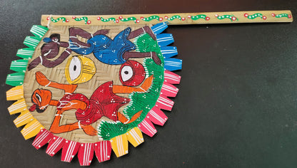 Handpainted Bamboo Hand Fan | Pattachitra Craft from West Bengal | Unique Design