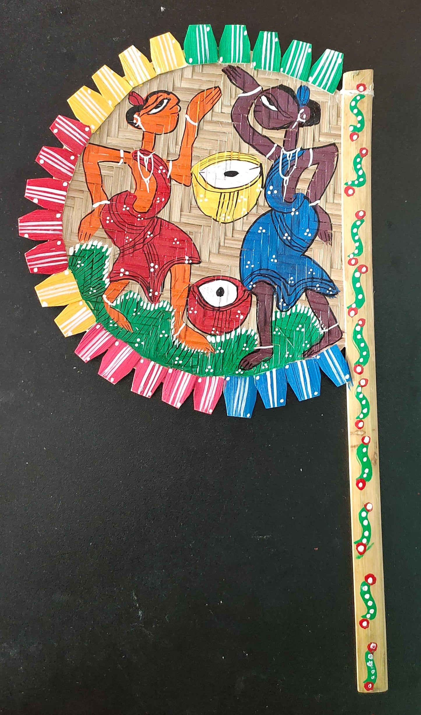 Handpainted Bamboo Hand Fan | Pattachitra Craft from West Bengal | Unique Design