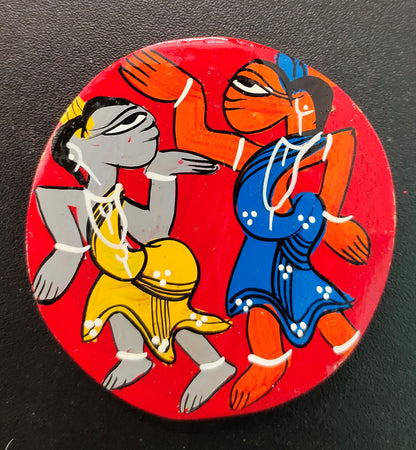 Authentic Patachitra Art Handpainted Wooden Coaster Set of 2 by Mukherjee Handicrafts (8cm X 8cm)