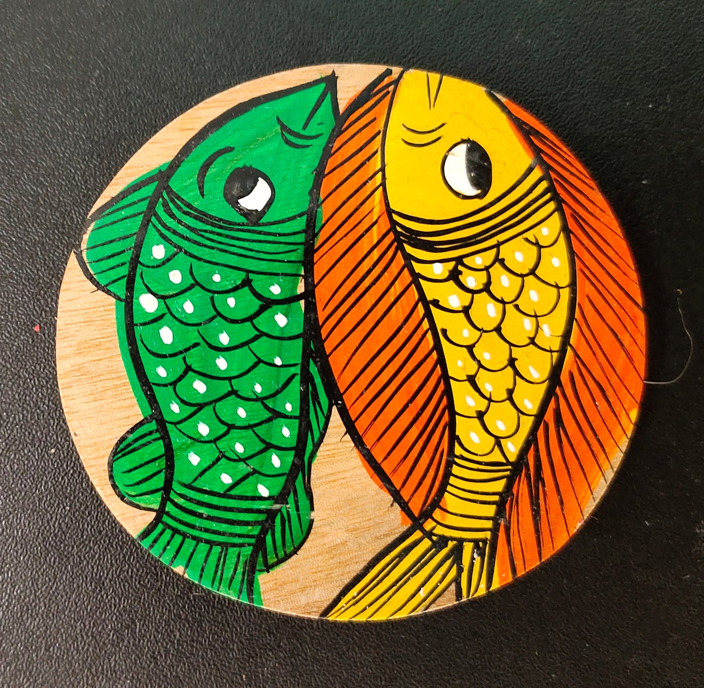 Decorative Patachitra Handpainted Wooden Coaster Set of 2 by Mukherjee Handicrafts (8cm X 8cm)