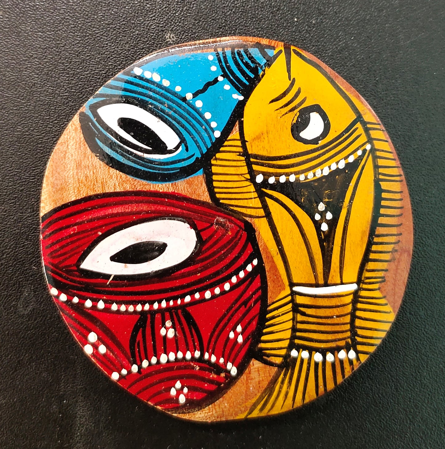 Exquisite Patachitra Handpainted Wooden Coaster Set of 2 by Mukherjee Handicrafts (8cm X 8cm)