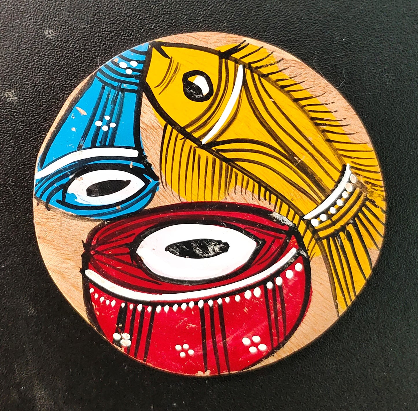 Exquisite Patachitra Handpainted Wooden Coaster Set of 2 by Mukherjee Handicrafts (8cm X 8cm)