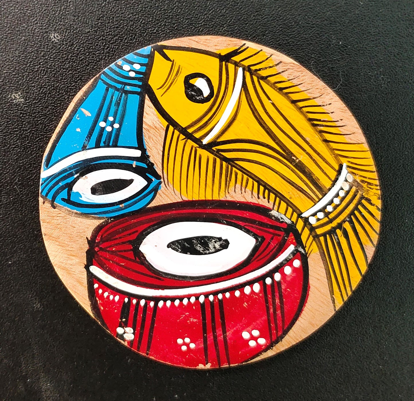 Handcrafted Patachitra Art Wooden Coaster Set of 2 by Mukherjee Handicrafts (8cm X 8cm)
